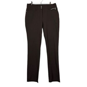 Daily Sports Women's Brown Golf Pants Straight Leg Silver Hardware Size 8